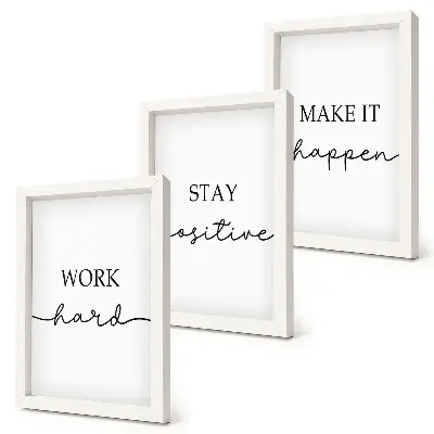Composizione di 3 quadri con citazioni motivazionali minimaliste
