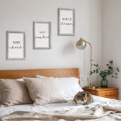 Composizione di 3 quadri con citazioni motivazionali minimaliste