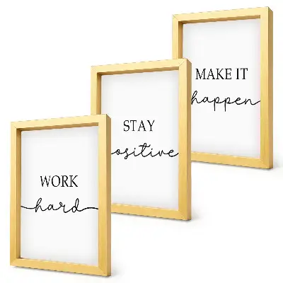 Composizione di 3 quadri con citazioni motivazionali minimaliste