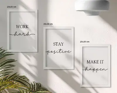 Composizione di 3 quadri con citazioni motivazionali minimaliste