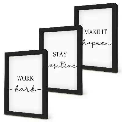 Composizione di 3 quadri con citazioni motivazionali minimaliste