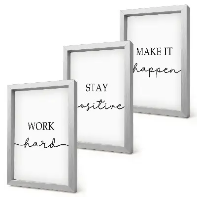 Composizione di 3 quadri con citazioni motivazionali minimaliste