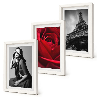 Trittico incorniciato Parigina con occhiali da sole rosa e la Torre Eiffel