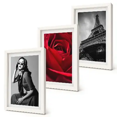 Trittico incorniciato raffigurante una parigina con occhiali da sole rosa e la Torre Eiffel