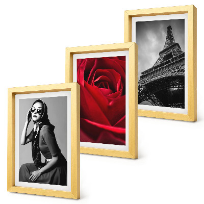 Trittico incorniciato Parigina con occhiali da sole rosa e la Torre Eiffel