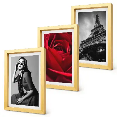 Trittico incorniciato raffigurante una parigina con occhiali da sole rosa e la Torre Eiffel