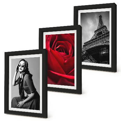 Trittico incorniciato Parigina con occhiali da sole rosa e la Torre Eiffel