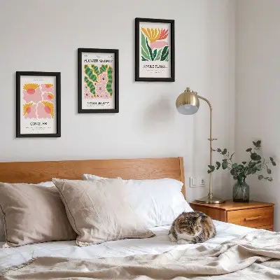 Set di 3 quadri con fiori e foglie poster in stile moderno