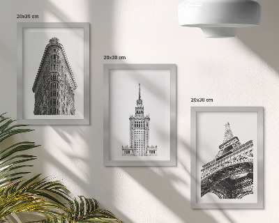 Trittico incorniciato Edifici architettonici in minimalismo in bianco e nero