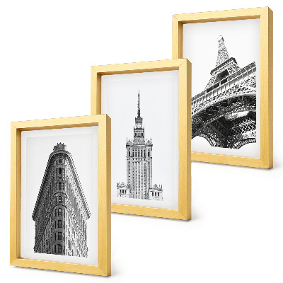 Trittico incorniciato Edifici architettonici in minimalismo in bianco e nero