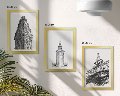 Trittico incorniciato Edifici architettonici in minimalismo in bianco e nero