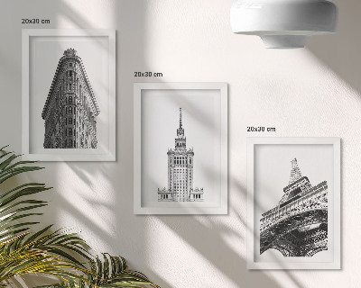 Trittico incorniciato Edifici architettonici in minimalismo in bianco e nero