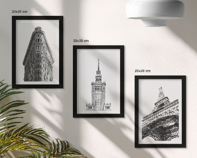 Trittico incorniciato Edifici architettonici in minimalismo in bianco e nero