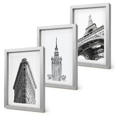 Trittico incorniciato Edifici architettonici in minimalismo in bianco e nero