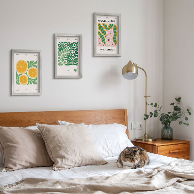 Composizione di 3 quadri Poster con motivi di frutta e piante in colori pastello