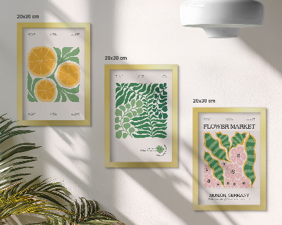 Composizione di 3 quadri Poster con motivi di frutta e piante in colori pastello