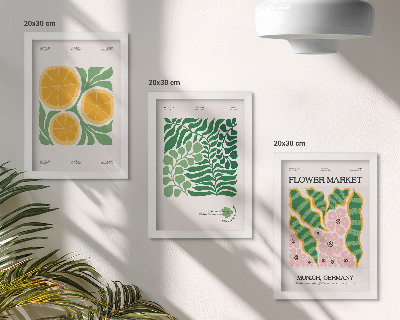 Composizione di 3 quadri Poster con motivi di frutta e piante in colori pastello