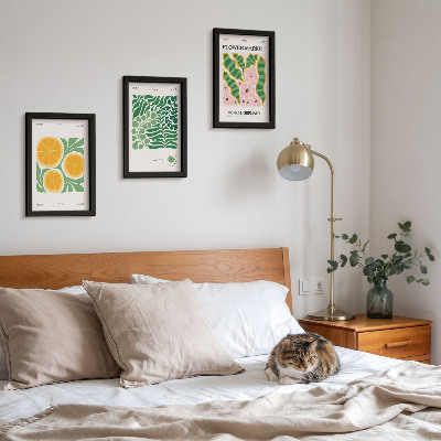 Composizione di 3 quadri Poster con motivi di frutta e piante in colori pastello