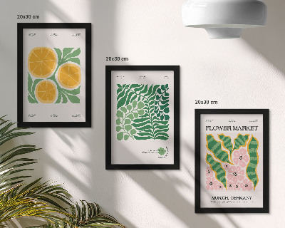 Composizione di 3 quadri Poster con motivi di frutta e piante in colori pastello