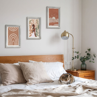 Composizione di 3 quadri Forme e illustrazioni astratte in stile boho