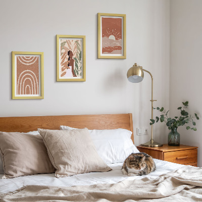 Composizione di 3 quadri Forme e illustrazioni astratte in stile boho
