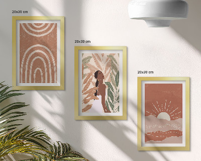 Composizione di 3 quadri Forme e illustrazioni astratte in stile boho