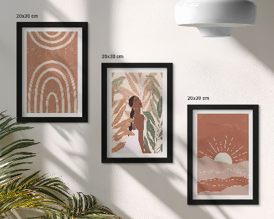 Composizione di 3 quadri Forme e illustrazioni astratte in stile boho