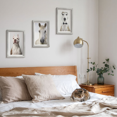 Trittico incorniciato Interessanti ritratti di cani e cavalli in uno stile elegante