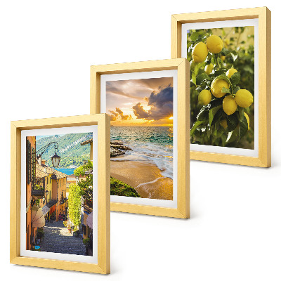 Trittico incorniciato Strade pittoresche, mare, spiaggia e alberi di agrumi.
