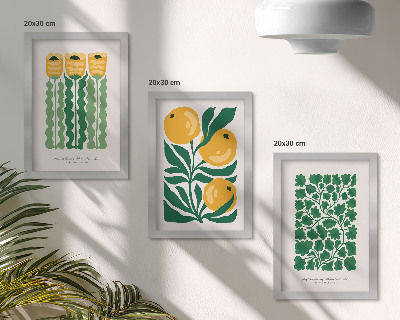 Composizione di 3 quadri Poster con motivi vegetali, fiori e foglie