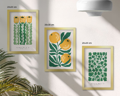 Composizione di 3 quadri Poster con motivi vegetali, fiori e foglie