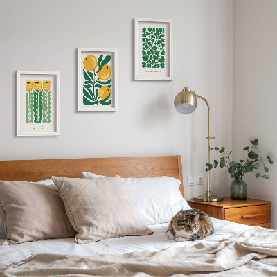 Composizione di 3 quadri Poster con motivi vegetali, fiori e foglie