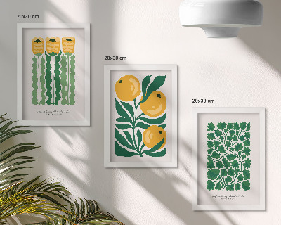Composizione di 3 quadri Poster con motivi vegetali, fiori e foglie