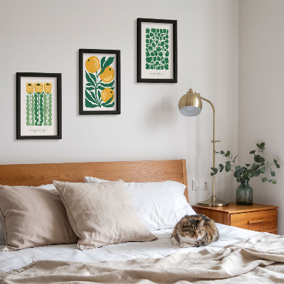 Composizione di 3 quadri Poster con motivi vegetali, fiori e foglie