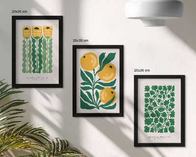Composizione di 3 quadri Poster con motivi vegetali, fiori e foglie
