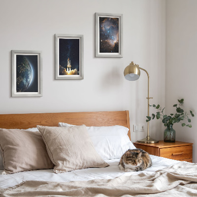 Trittico incorniciato Spazio Terra razzo galassia cielo stelle