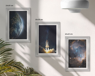 Trittico incorniciato Spazio Terra razzo galassia cielo stelle
