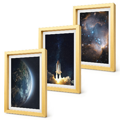 Trittico incorniciato Spazio Terra razzo galassia cielo stelle