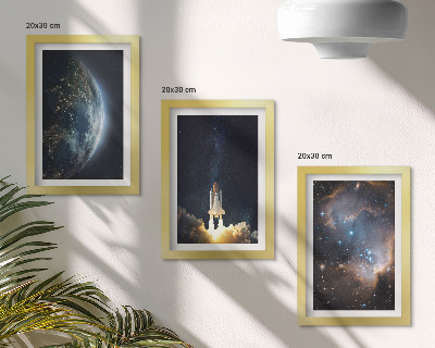 Trittico incorniciato Spazio Terra razzo galassia cielo stelle