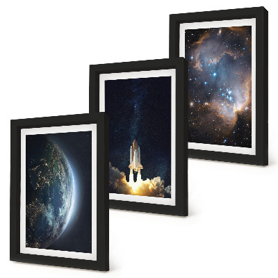 Trittico incorniciato Spazio Terra razzo galassia cielo stelle