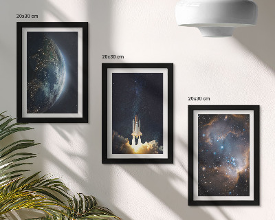 Trittico incorniciato Spazio Terra razzo galassia cielo stelle