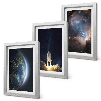 Trittico incorniciato Spazio Terra razzo galassia cielo stelle