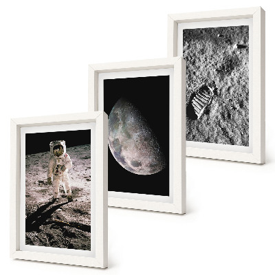 Trittico incorniciato Foto dell'impronta di un astronauta sulla Luna