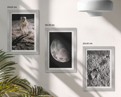Trittico incorniciato Foto dell'impronta di un astronauta sulla Luna
