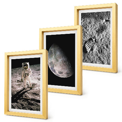 Trittico incorniciato Foto dell'impronta di un astronauta sulla Luna