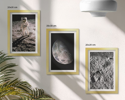 Trittico incorniciato Foto dell'impronta di un astronauta sulla Luna