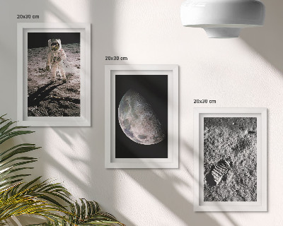 Trittico incorniciato Foto dell'impronta di un astronauta sulla Luna