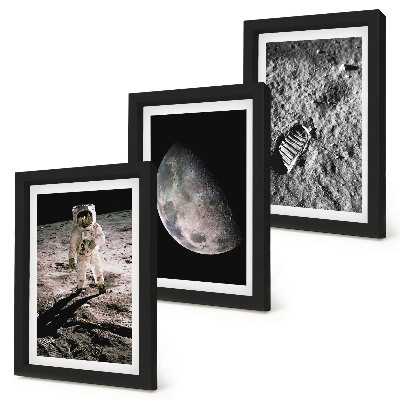 Trittico incorniciato Foto dell'impronta di un astronauta sulla Luna