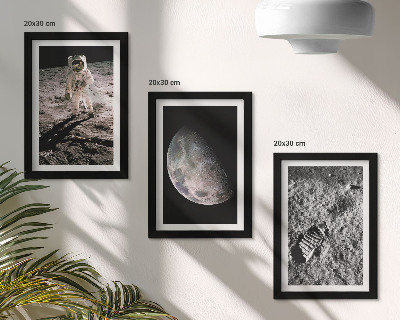 Trittico incorniciato Foto dell'impronta di un astronauta sulla Luna