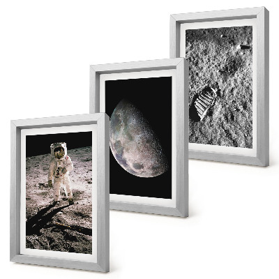 Trittico incorniciato Foto dell'impronta di un astronauta sulla Luna